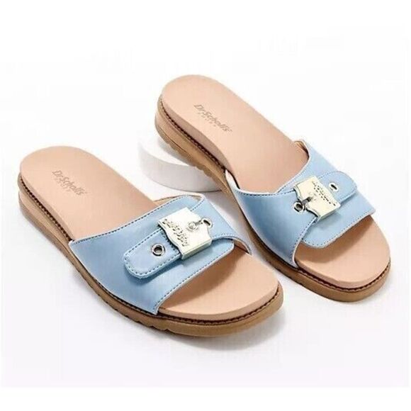 Dr. Scholl's Women's Sz 7M Summer Blue Island Icon Buckle Slide Sandals SIB - Picture 11 of 11